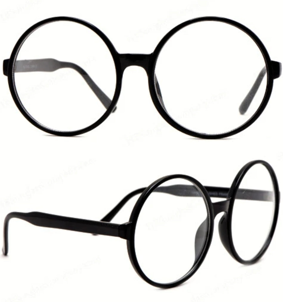 Oversized clear, round lenses. 2.75 inch
